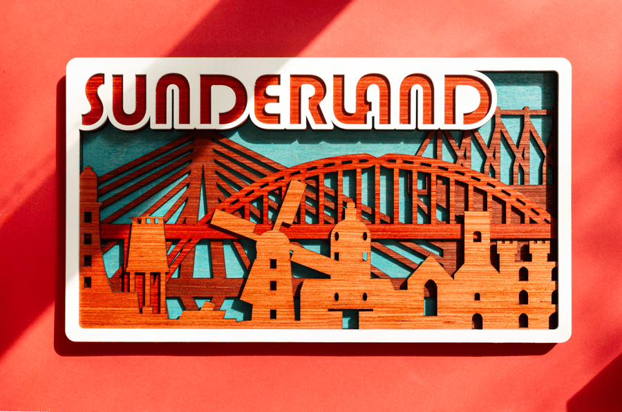 Sunderland City Silhouette 3D wood layered hand made art