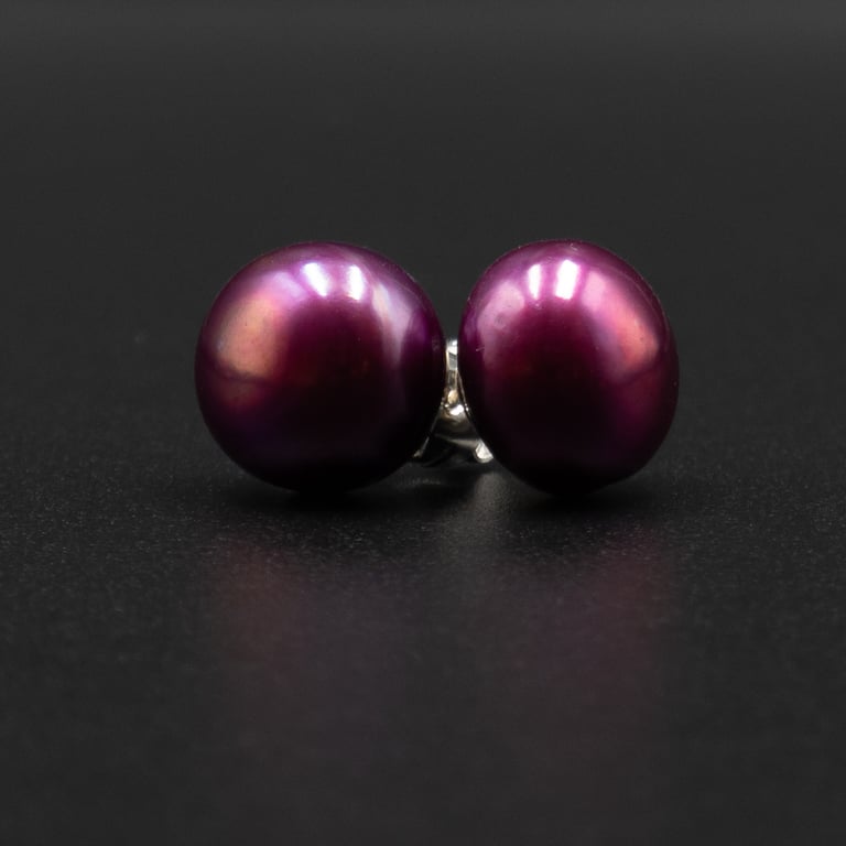 Freshwater pearl plum pink stud earrings, pearl jewelry, Gemini gift