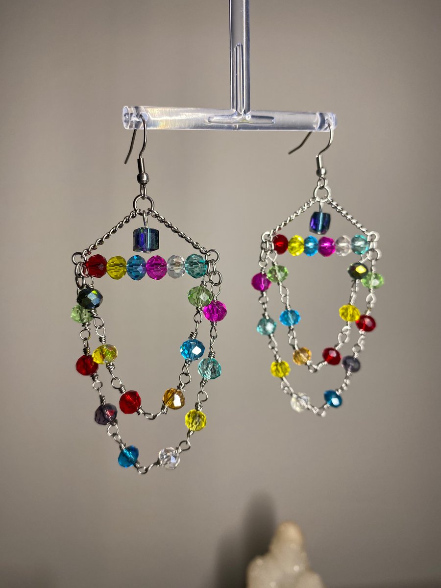 Irisa - Wire Wrapped Rainbow Earrings 