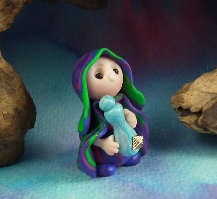 Spring Sale ... Tiny Infirmary Gnome 'Marly' with potion bottle OOAK Sculpt