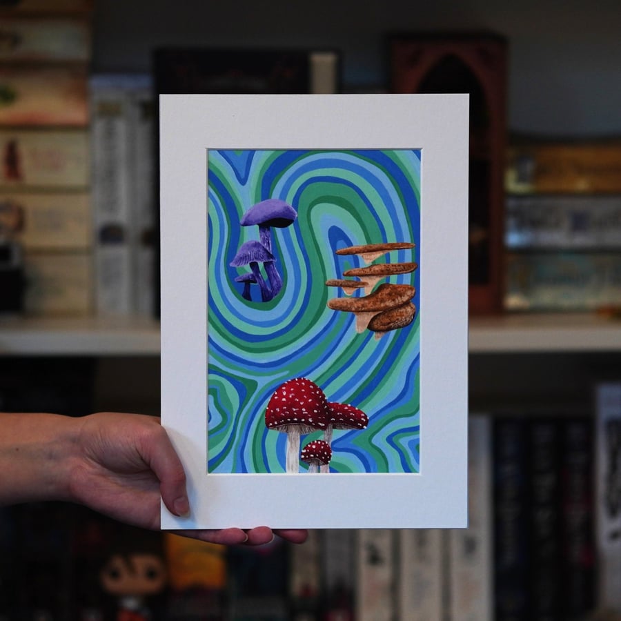 Swirly Mushrooms Original Art Print