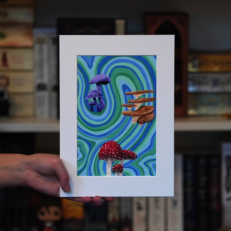 Swirly Mushrooms Original Art Print