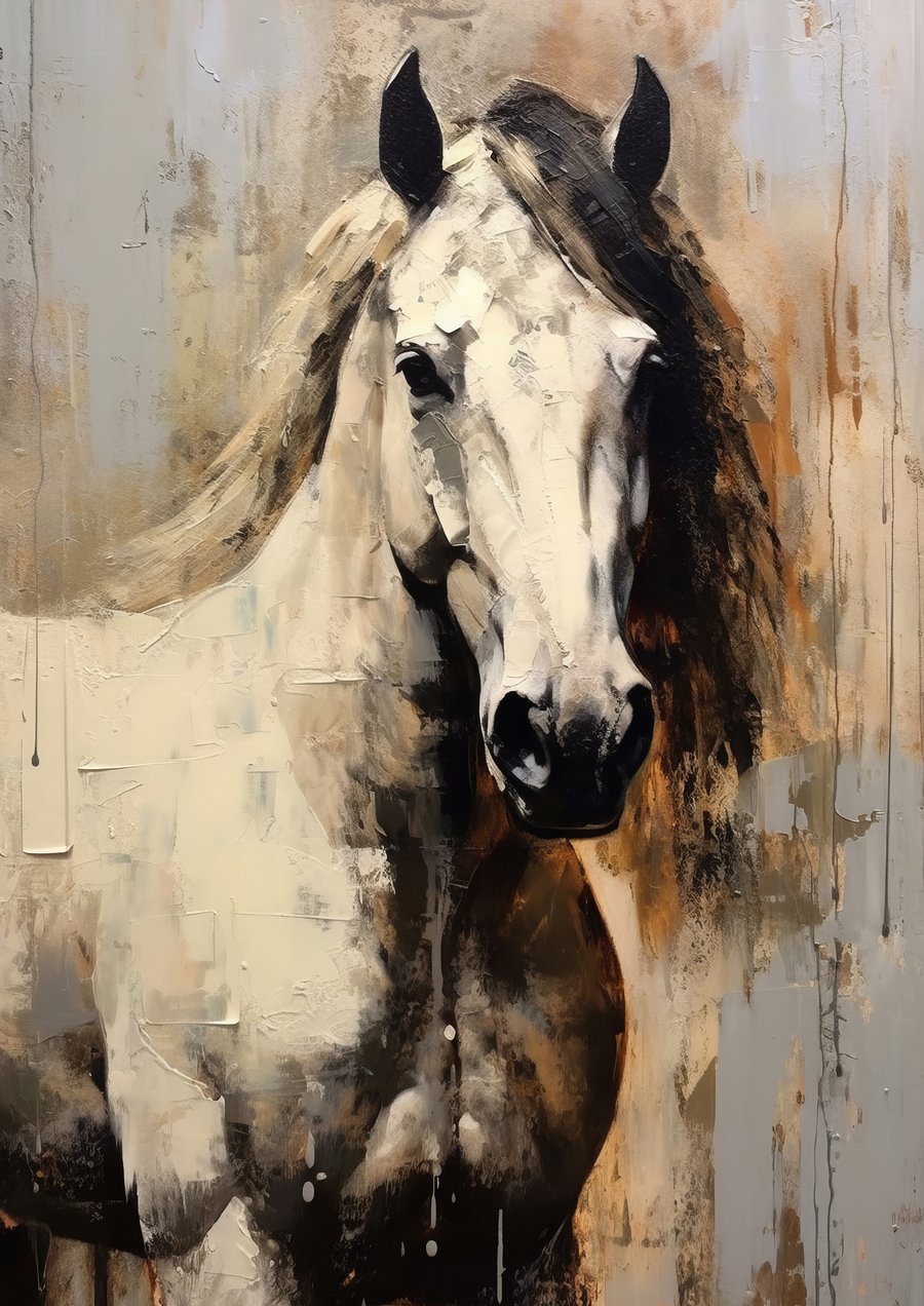 Majestic Horse Art Print - Elegant 5x7 Equine Portrait for Decor