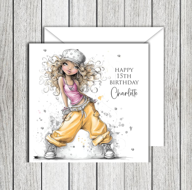Female Street Dance Style Birthday Card (1)