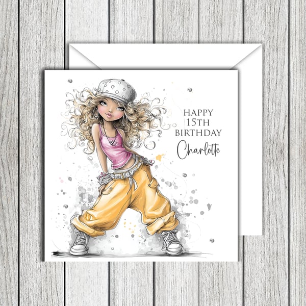 Female Street Dance Style Birthday Card (1)