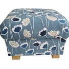 Storage Footstool Prestigious Clara Scandi Indigo Blue Floral Pouffe Ottoman
