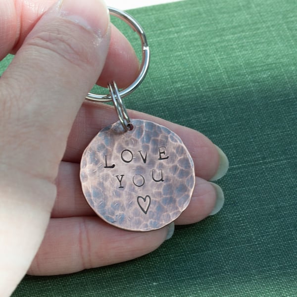 Copper Disc Stamped Personalised Keyring, keepsake gift, thank you gift
