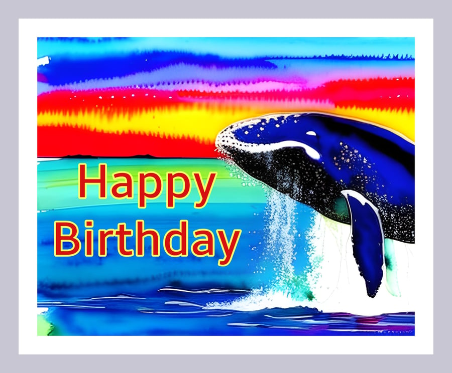 Whale Birthday Card A5