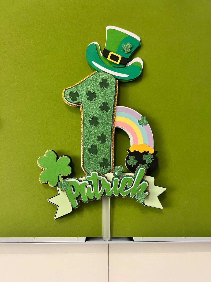 St. Patrick’s Day Birthday Cake Topper - Personalised Name and Age