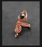 Copper ring,rainbow black agate copper ring, adjustable rings, copper wire ring- - Image 2