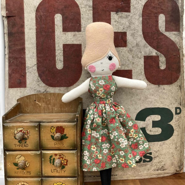 BB the Handmade Vintage Fabric Cloth Doll 