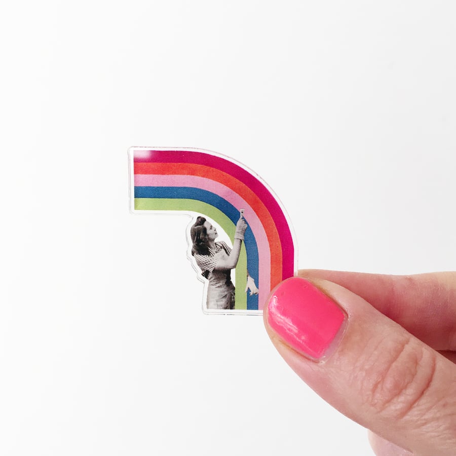 Rainbow Recycled Acrylic Brooch