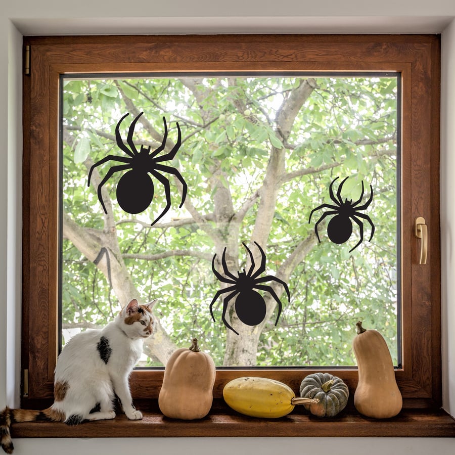 Spider Window Stickers: Halloween Decorations, Autumnal Window Decal, Silhouette