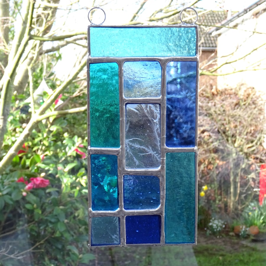 Stained Glass Blue and Turquoise Suncatcher