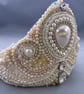 Ivory White Cultured Pearls, Ethiopian Opal & Zircon Beaded Bridal Tiara Crown  - Image 2