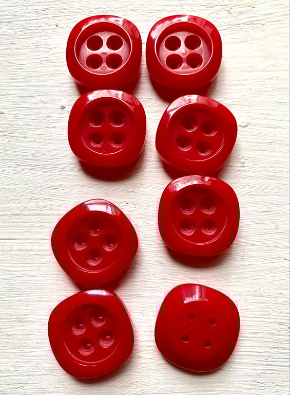 8 square red coat buttons