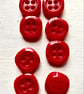 8 square red coat buttons - Image 1
