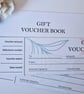 Generic business gift voucher book with 23 vouchers. 12 x 6cm perforated slip
