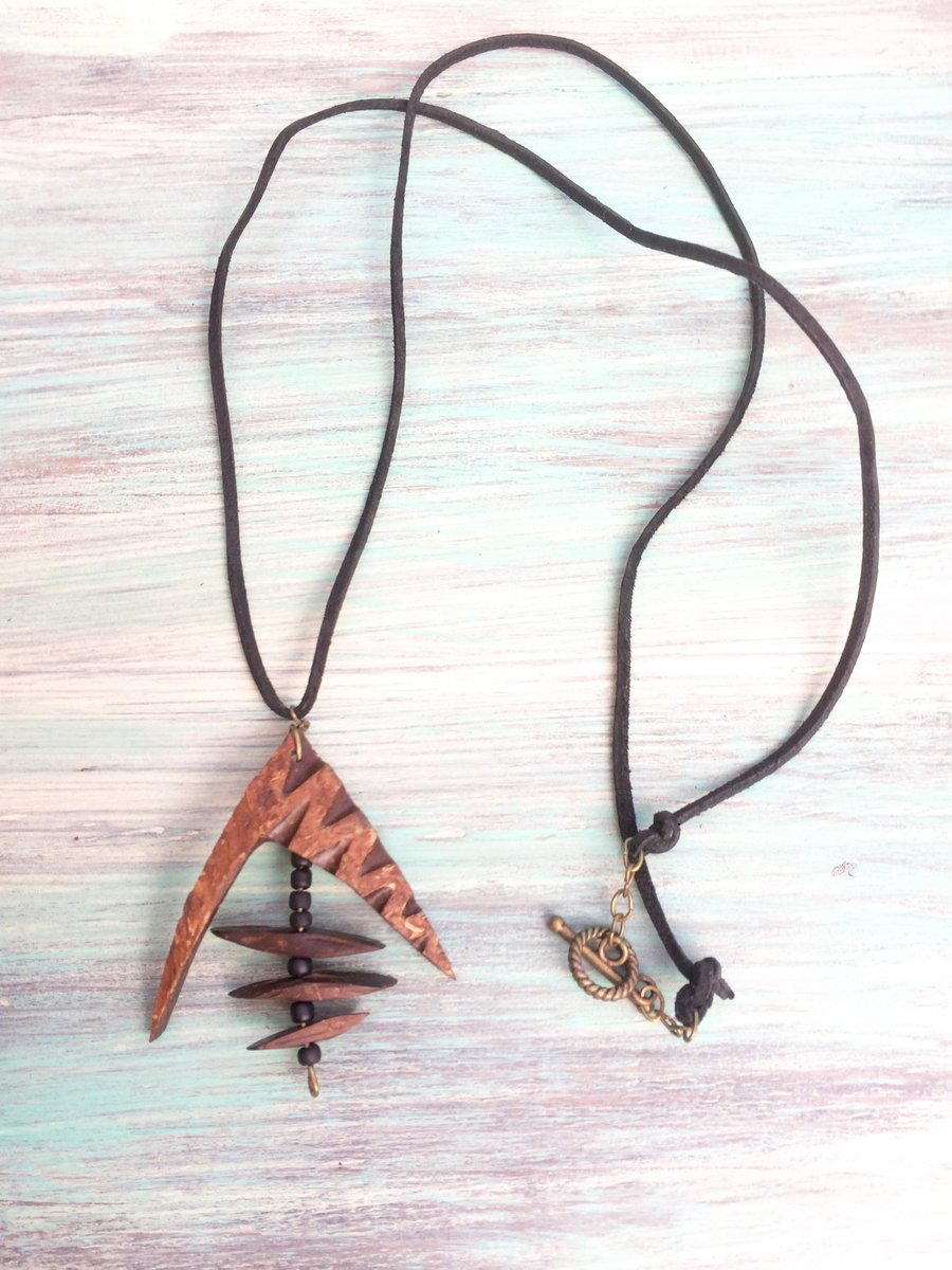 Small coconut handmade necklace pendant 