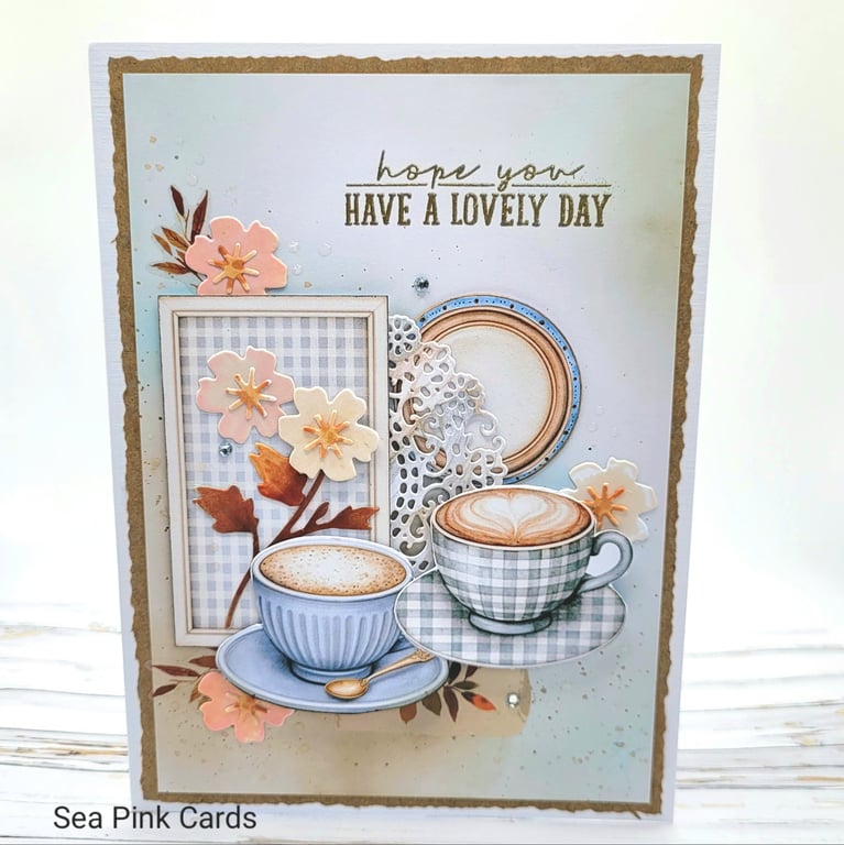 Coffee Greetings Card - birthday card, cosy autumn vibe, coffee, decoupage 