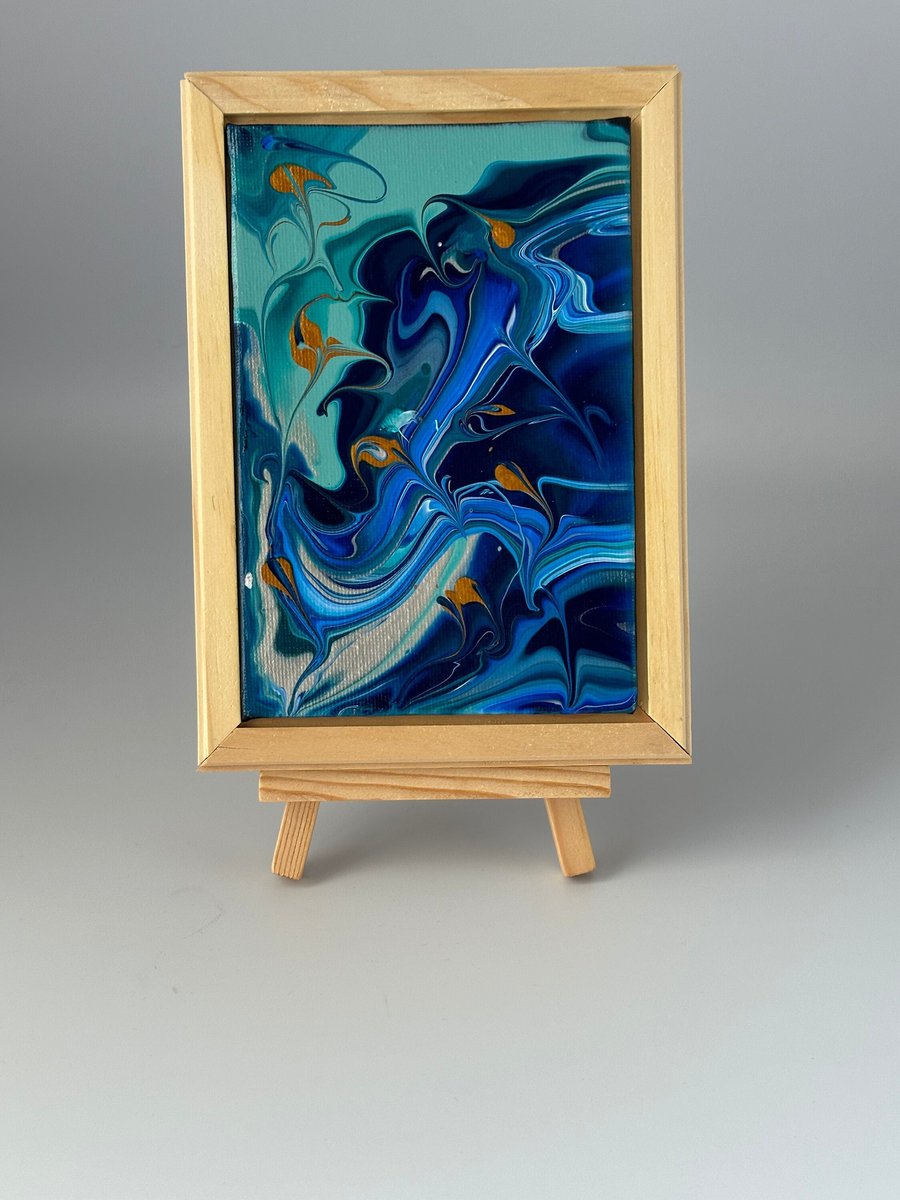 Blue fluid colour abstract painting