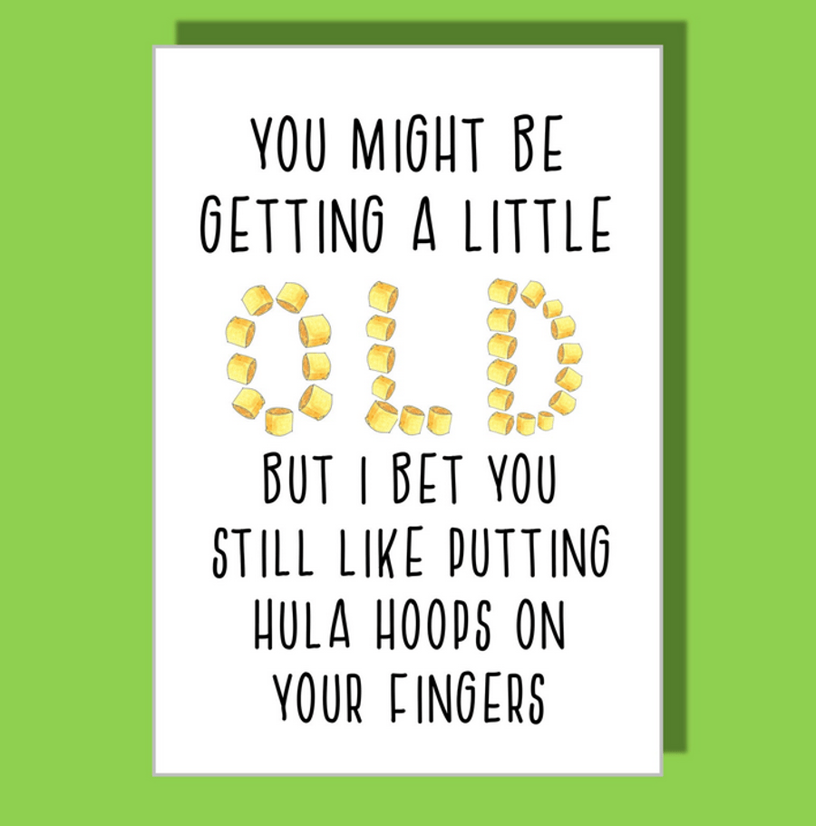 Funny Birthday Card, Funny Card, Birthday Card, Card for him or her, Hula Hoops