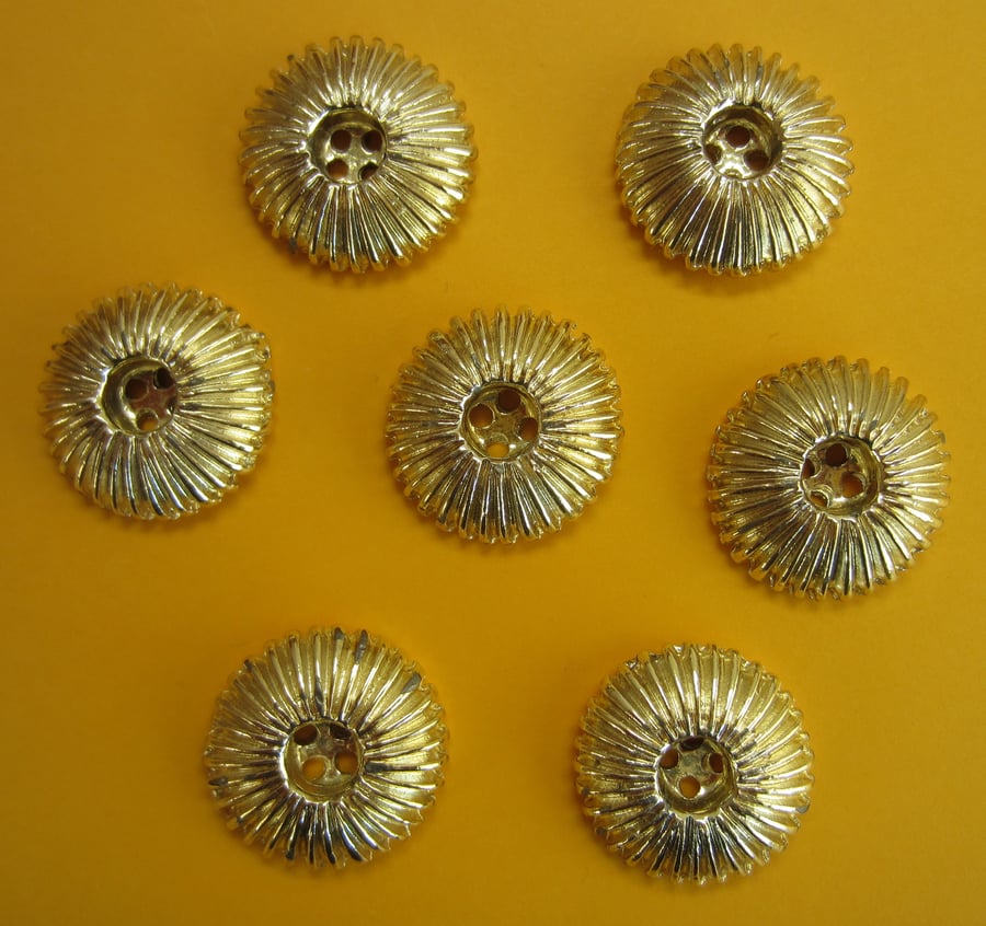 SALE 7 Vintage Gold Coloured Metal Buttons