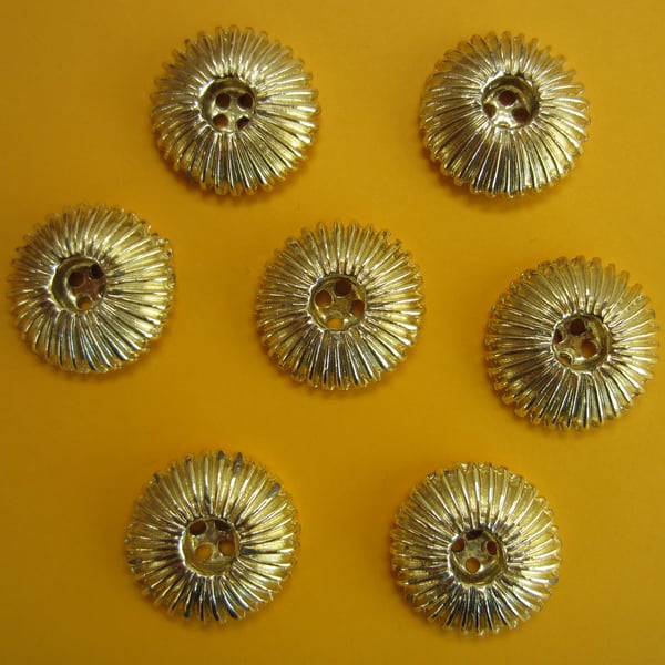 SALE 7 Vintage Gold Coloured Metal Buttons