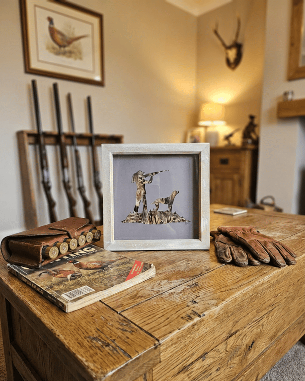 Handmade pheasant feather frame - shooting countryside gift 9 x 9 