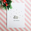 christmas card - woolly mammoth - handmade card 