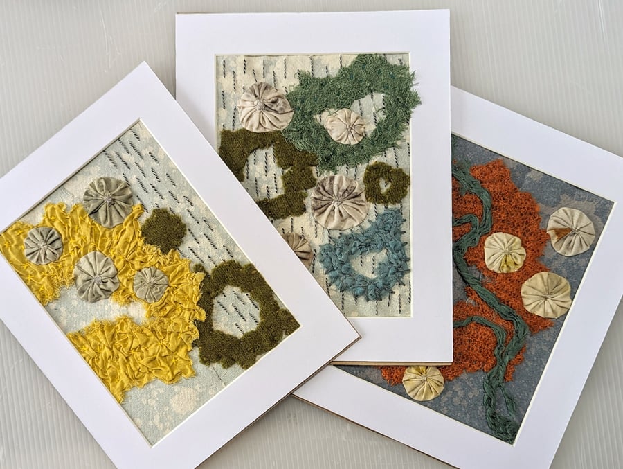 Coastal inspired Textile Art - MOUNTED to fit 8" x 10" frame 