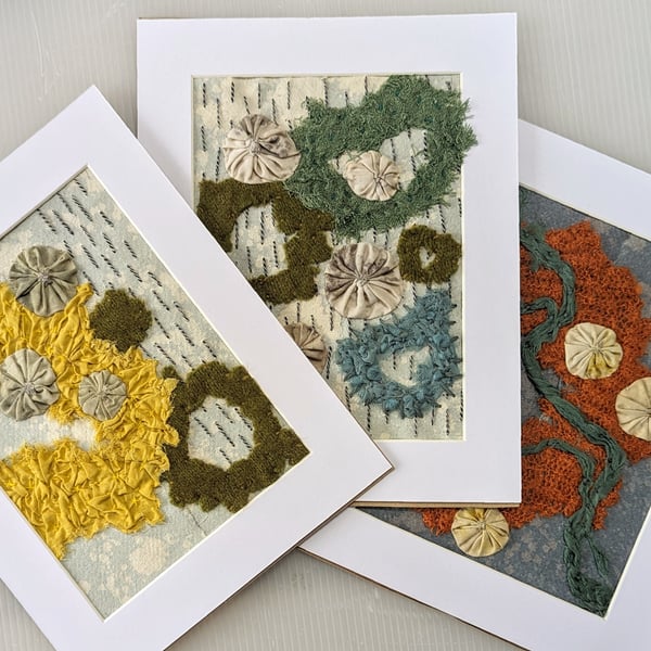 Coastal inspired Textile Art - MOUNTED to fit 8" x 10" frame 