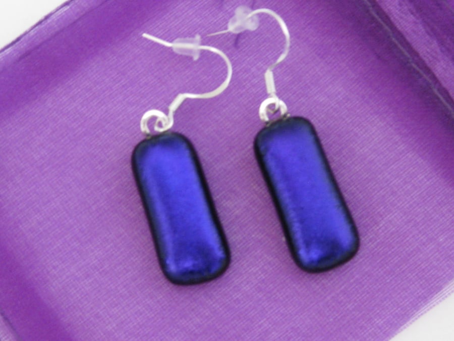 Dangling Fused Dichroic Glass Earrings