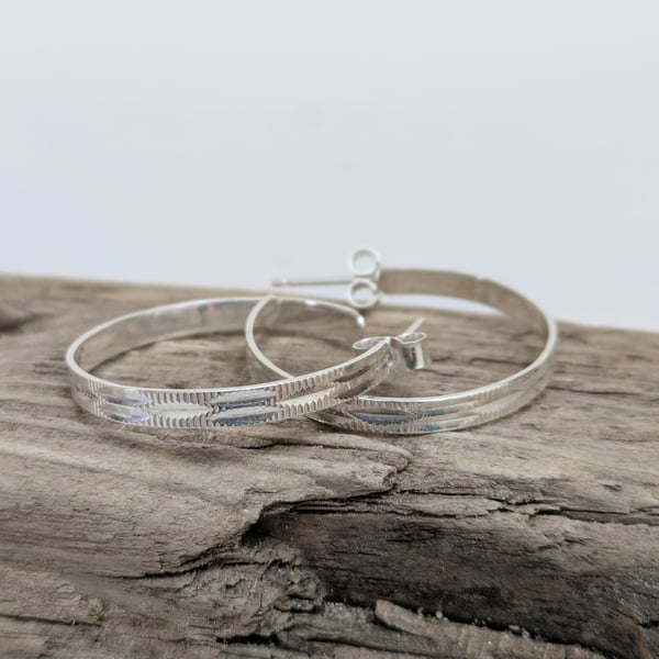 Recycled sterling silver hoops earrings 