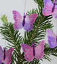 Embroidered Butterfly Ornaments: Raspberry Purple Metallic Thread Decoration