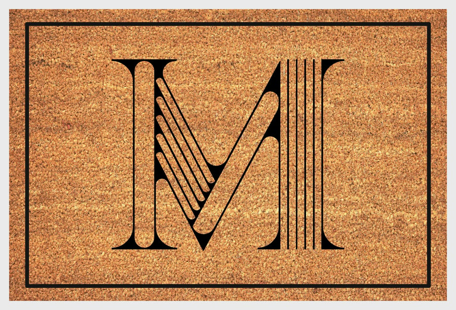 M Letter Door Mat - Monogram Letter M Welcome Mat - 3 Sizes