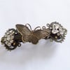 Midnight Drama Art Deco Style Butterfly Slide Barrette Diamante