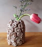 Summer Seconds - Slab built  unique flower vase pink roses