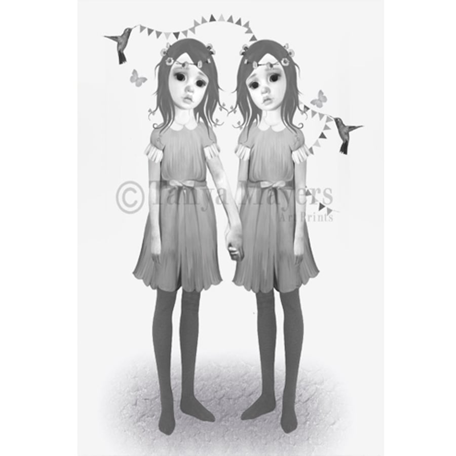 Buy One Get One Free Whimsical Art Print Sisters