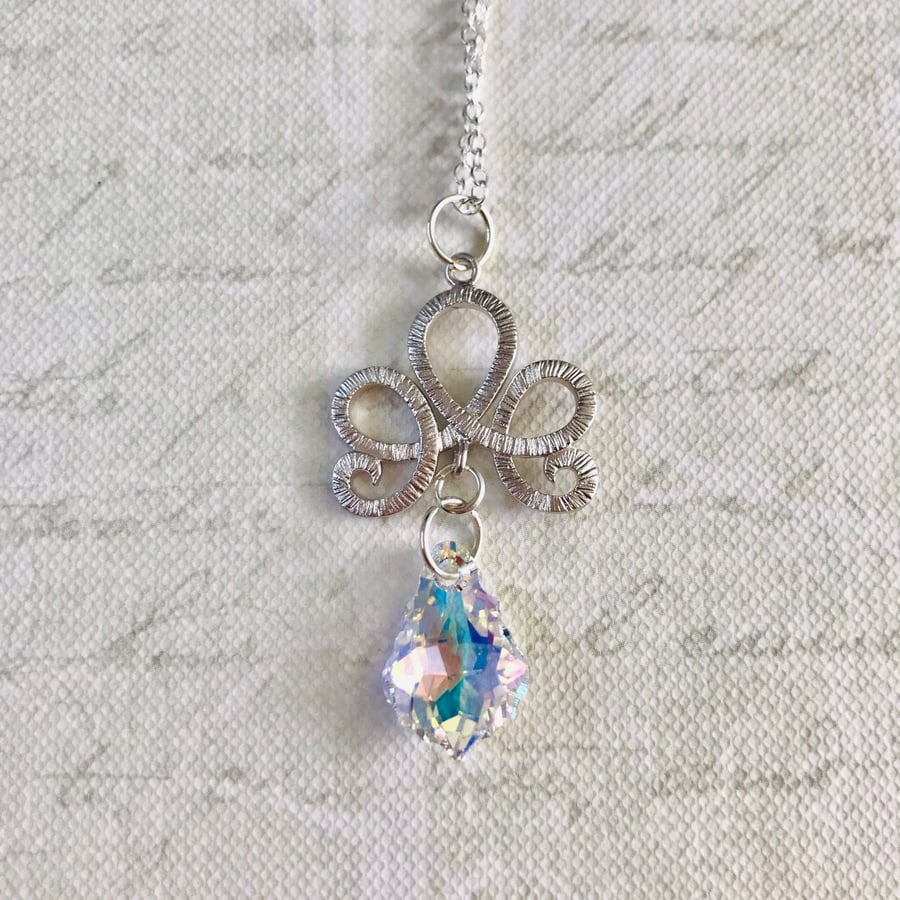 Silver Filigree Baroque Gemstone Necklace 