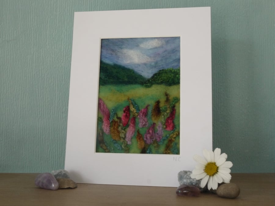 Handmade needle felted Wildflower Meadow Scene
