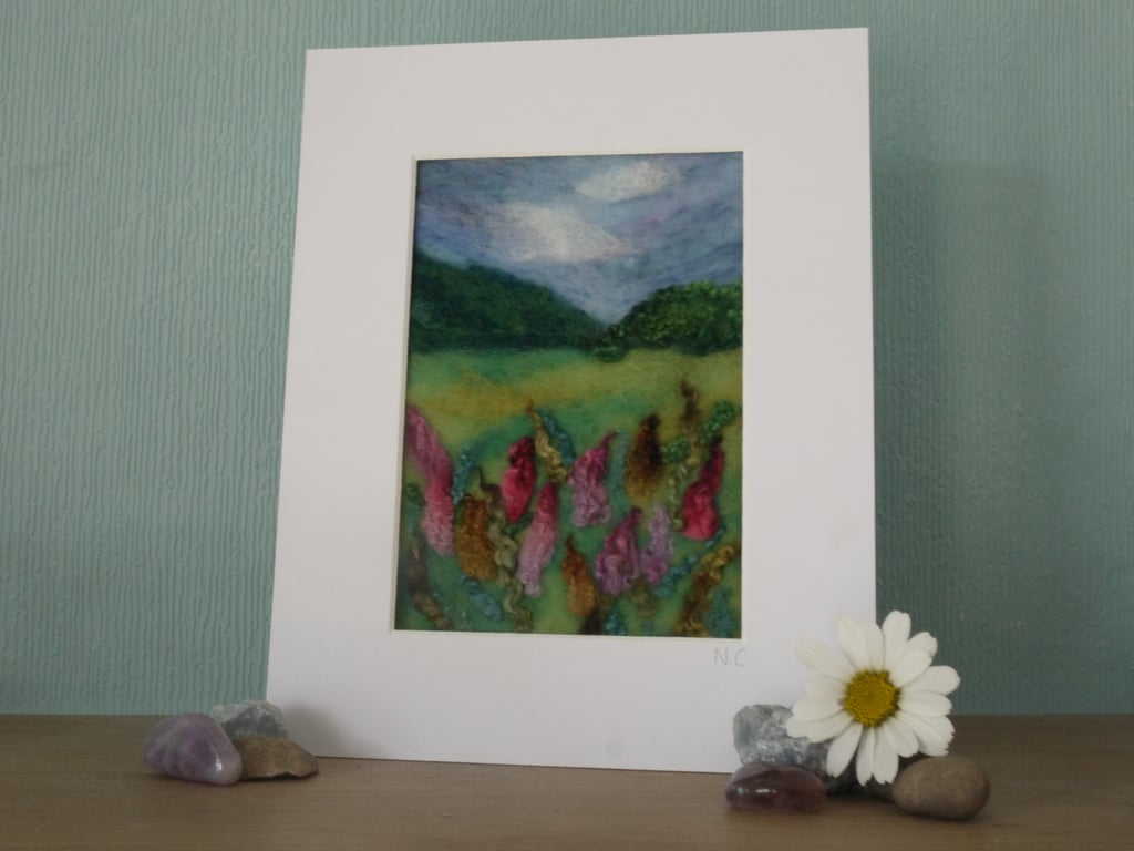 Handmade needle felted Wildflower Meadow Scene
