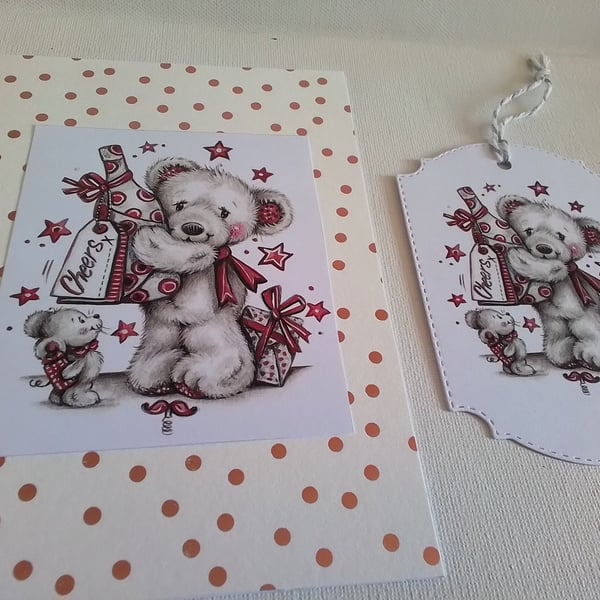 Card and gift tag. Cheers. Birthday card. Celebration. Ref 445