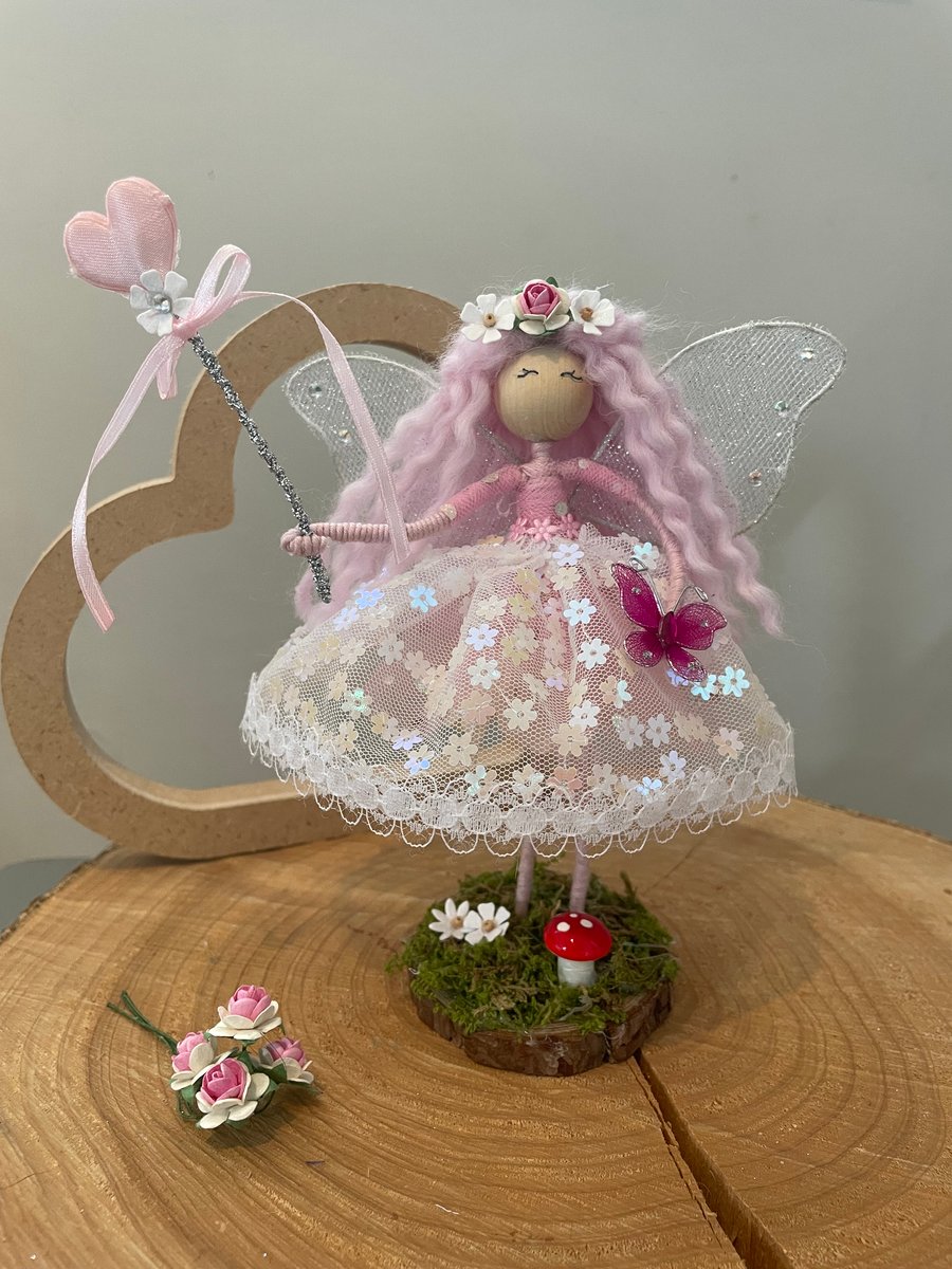 Woodland fairy princess standing doll ornament, fairy dust, nursery decor, magic