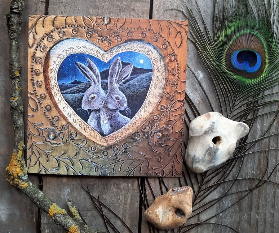 Valentine Hare Greetings Card by Hannah Willow