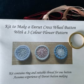 Dorset Button Flower Pattern Kit, Red, Shell and Coffee, F4