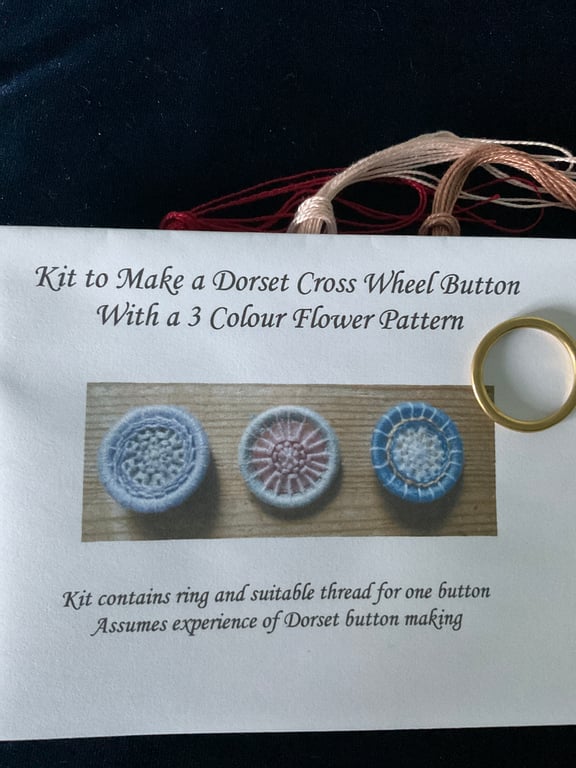 Dorset Button Flower Pattern Kit, Red, Shell and Coffee, F4