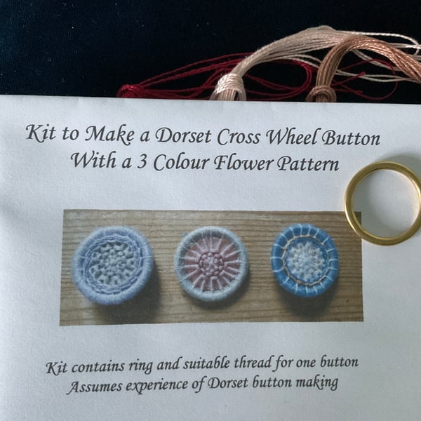 Dorset Button Flower Pattern Kit, Red, Shell and Coffee, F4