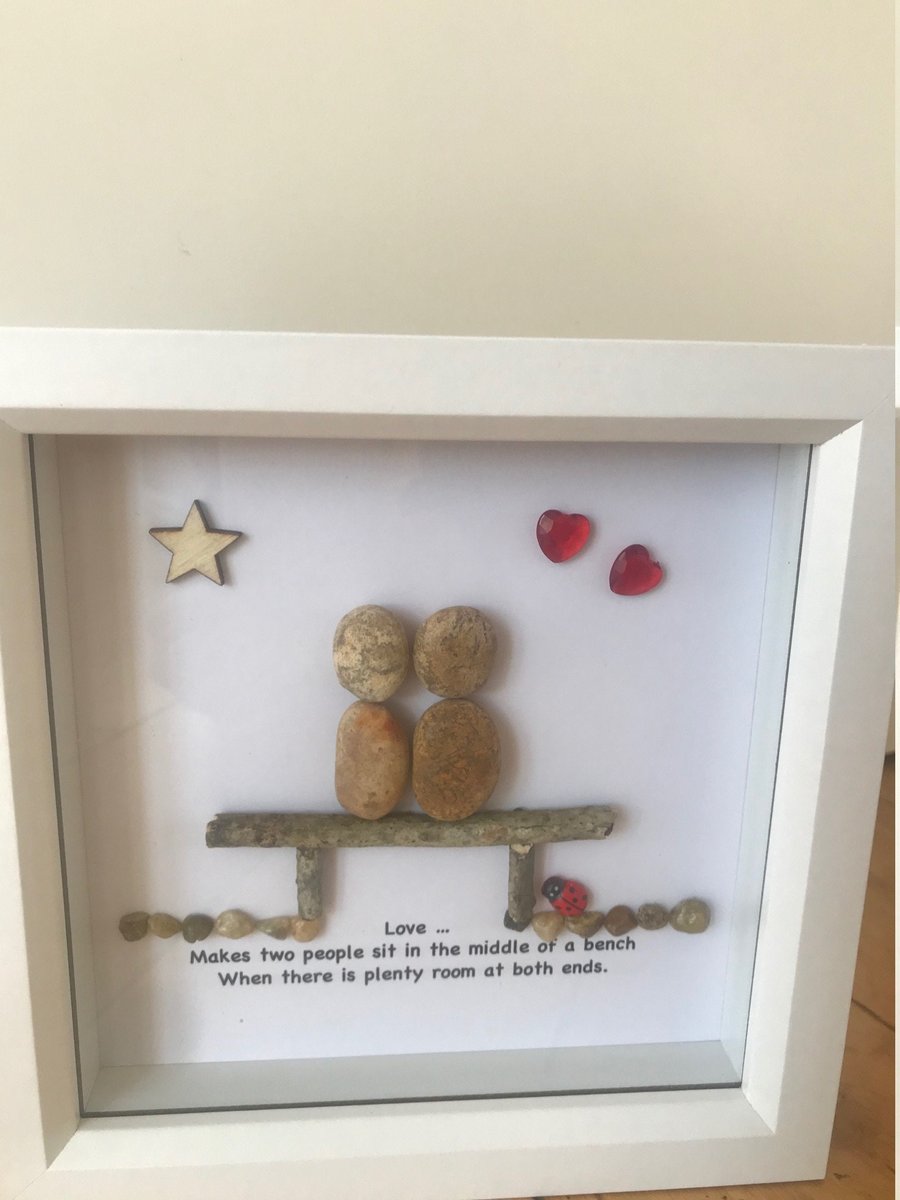 Valentine's Day Pebble Artwork, Personalised Valentine's Gift, Personalised Pebb