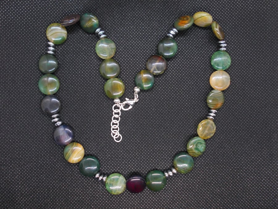 Agate coin necklace